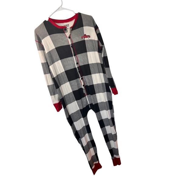 Lazy One Check Flapjack Tailgate Long John Pajamas Multicolor Size Medium - Picture 3 of 11